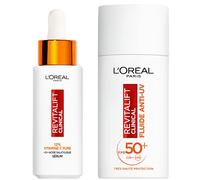 L'Oréal Paris - Kit per routine viso antietà con vitamina C - 12% siero vitamina C pura e liquido solare anti-UV FPS 50+ - Antirughe - Clinica Revitalift
