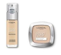 L'Oréal Paris MakeUp Fondotinta Arricchito con Acido Ialuronico, 1.D/1.W Ivoire Doré/Golden Ivory, 30 ml + Cipria Uniformante Accord Parfait, Cipria in Polvere Uniformante e Fissante, 1.R/1.C Ivoire