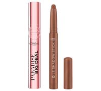L'Oréal Paris Mascara Paradise Big Deal Nero Volumizzante Allungante Stratificabile + Ombretto Stick Colore Intenso Lunga Durata 420 Brown Bliss Texture Cremosa e Facile da Applicare - Set da 2