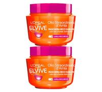 L'Oréal Paris Maschera Capelli Ricci Sublimi Elvive Olio Straordinario d'Amla Per Capelli Secchi Texture Cremosa Rende I Ricci Più Morbidi e Definiti - 2 Barattoli da 300ml