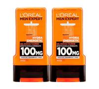 L'Oréal Paris Men Expert Hydra Energetic Gel Doccia Uomo 3in1 Taurine Effetto Sveglia Immediato 100mg Azione Energizzante Istantanea per Corpo Viso Capelli Formula con Taurina - 2 Flaconi da 300ml