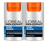 L'Oréal Paris Men Expert Stop Rughe Crema Viso Idratante Anti-Rughe d'Espressione con Boswelox Trattamento Revitalizzante Pelle Texture Leggera - 2 Flaconi da 50ml
