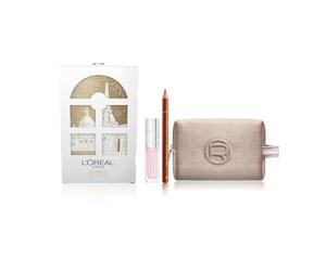 L'Oréal Paris Pochette Regalo Make Up con Lucidalabbra Plump Ambition e Matita Labbra Color Riche, Per i Tuoi Look Festivi, Con Elegante Pochette Champagne in Velluto, 101 Crystal Clear, 236 Organza