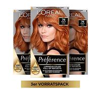 L'Oréal Paris Preference - Set di 3 colorazioni permanenti per capelli con colorazione e balsamo nutriente 7,4 biondo ramato