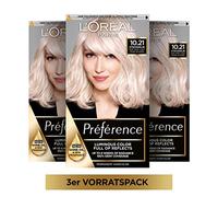 L'Oréal Paris Preference - Set di 3 colorazioni permanenti per capelli con colorazione e balsamo per capelli biondo perlato platino 10,21