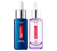 L'Oréal Paris Revitalift Filler Siero Antirughe Rivolumizzante Idratante con Acido Ialuronico 30ml + Revitalift Laser Siero Notte con Retinolo Puro 30ml - 2 Sieri