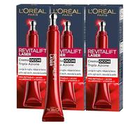 L'Oréal Paris Revitalift Laser Crema Anti-Rughe Contorno Occhi Trattamento Concentrato Anti Età ad Azione Rassodante Formula con Pro-Retinolo Acido Ialuronico e Vitamina C - 3 Flaconi da 15ml