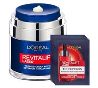 L'Oréal Paris Revitalift Laser Crema Notte Antirughe con Retinolo e Niacinamide 50ml + Revitalift Laser Siero Tri-Peptidi Anti-Età Bundle Routine - Set da 6