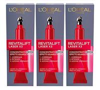 L'Oréal Paris Revitalift Laser X3 Contorno Occhi Crema Anti-Rughe Trattamento Concentrato Azione Drenante Ridensificante Formula con Acido Ialuronico e Pro-Xylane Effetto Anti Età - 3 Flaconi da 15ml