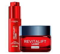 L'Oréal Paris Revitalift Laser Siero Viso Anti-Età Anti-Macchie con Vitamina C Niacinamide 50ml + Crema Giorno Tripla Azione con Acido Ialuronico 50ml - Set da 2
