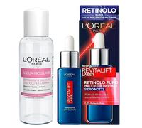 L'Oréal Paris Revitalift Laser Siero Viso Notte Anti Età con Retinolo Puro e Acido Ialuronico per Rughe Profonde 30ml + Acqua Micellare Detergente Delicato Viso Occhi Labbra Formato Viaggio 30ml