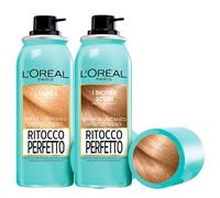L'Oréal Paris Ritocco Perfetto Spray Istantaneo per Capelli Bianchi Copertura Temporanea Radici Fino a 25 Applicazioni Colore I Biondi + Ritocco Perfetto Spray I Biondi Scuri - 2 Flaconi da 75ml
