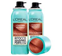 L'Oréal Paris Ritocco Perfetto Spray Istantaneo per Capelli Bianchi Coperture Temporanea Radici Asciugatura Rapida Colore 6 Castano Mogano - 2 Flaconi da 75ml