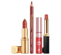 L'Oréal Paris Rossetto 635 Worth It Medium 40Y Color Riche Intense Volume Matte + Satin + Matita Labbra Color Riche 570 Worth It Intense + Blush Lumi Le Liquid 635 Glowy Worth It Medium - Set da 4