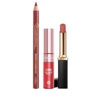 L'Oréal Paris Rossetto Color Riche Intense Volume Matte 40Y 635 Worth It Medium Idratante + Matita Labbra Color Riche 570 Worth It Intense + Blush Lumi Le Liquid 635 Glowy Worth It Medium - Set da 3