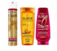 L'Oréal Paris - Routine Capelli Color & Brillance - Lacca Elnett + Balsamo Color Vive + Shampoo Olio