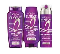 L'Oreal Paris - Routine Effetto Sollevante Istantaneo - Capelli Fini & Piatti - Volume 72H - Arricchito con Peptidi di Collagene - Shampoo, Balsamo, Spray 2 in 1 - Elseve Collagen Lifter