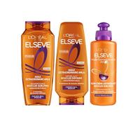 L'Oréal Paris - Routine Nutrizione Capelli Ricci e Molto Secchi - Riccioli Nutriti - Arricchito con Olio di Amla - 3 Prodotti - Shampoo, Districante, Cura Crema Definente - Elseva Olio Straordinario