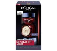 L'Oréal Paris Set per la cura del viso, anti-invecchiamento e la cura notturna con effetto 3 volte, con pro-retinolo, ialurone e vitamina C, Revitalift Laser X3, 2 x 50 ml