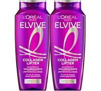 L'Oreal Paris - Shampoo Volumizzante - Per Capelli Fini e Piatti - 2 volte Più Volume 72H - Arricchito con Peptidi di Collagene - Senza Siliconi - Elseve Collagen Lifter - 2 x 250 ml