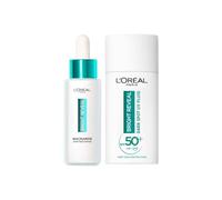 L'Oréal Paris Kit Routine Anti-Macchie, Con Siero Anti-Macchie e Fluido UV con SPF 50+, Pelle Uniforme e Protetta, Arricchito con Niacinamide e Acido Ammino-Solfonico, Bright Reveal, 1x30ml & 1x 50ml
