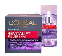 L'Oréal Paris Siero Viso Revitalift Filler Azione Rimpolpante + Revitalift Filler Crema Trattamento Viso Notte Anti-Rughe Rivolumizzante - 2 Trattamenti con Acido Ialuronico