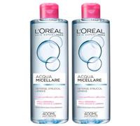 L'Oréal Paris Skin Expert Acqua Micellare Deterge Strucca Lenisce Adatta a Pelli Sensibili per Viso Occhi e Labbra Formula Senza Risciacquo e Ipoallergenica - 2 Flaconi da 400ml