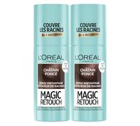 L'Oreal Paris, spray istantaneo correttore di radici e capelli bianchi, per uomini e donne, Magic Retouch, castano scuro, 2 x 75 ml