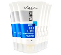 L'Oréal Paris Studio Line Fix&Force Gel per Capelli Multi-Vitaminico Fissaggio Forte 6 Tenuta a Lunga Durata non Lascia Residui Rafforza i Capelli - 6 Flaconi da 150ml