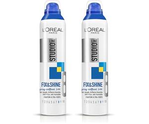 L'Oréal Paris Studio Line Fix&Shine - Spray per parrucchiere, 24 H, fissaggio ultra forte, 300 ml (Confezione da 2)