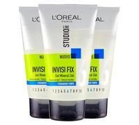 L'Oréal Paris Studio Line Invisi Fix Gel Mineral Lunga Durata 24h Texture Fluida Senza Alcool Tenuta 6 Forte - 3 Flaconi da 150ml