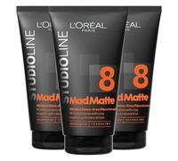 L'Oréal Paris Studio Line MadMatte Pasta Fibrosa Tenuta 8 Opaca, 3 da 150ml | Fissaggio Ultra Forte per Capelli Uomo