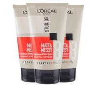 L'Oréal Paris Studio Line Matt&Messy Pasta Fibrosa Effetto Opaco Look Selvaggio Tenuta 8 Ultra Forte - 3 Flaconi da 150ml