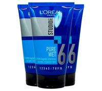 L'Oréal Paris Studio Line Pure Wet Gel Effetto Bagnato Lunga Durata 24h Tenuta 6 Forte - 3 Flaconi da 150ml