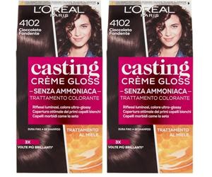 L'Oréal Paris Tinta Capelli Casting Creme Gloss, senza Ammoniaca per una Fragranza Piacevole, 4102 Cool Brunette Cioccolato Fondente, 1p ezzo (Confezione da 2)