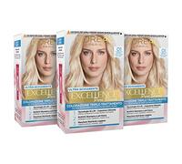 L'Oréal Paris Tinta Capelli Excellence, Copre il 100% dei Capelli Bianchi, a Lunga Durata, 01 Blonde Supreme Biondo Ultra Chiaro Naturale, Confezione da 3