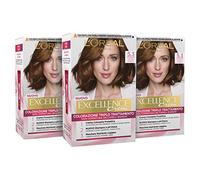 L'Oréal Paris Tinta Capelli Excellence, Copre Il 100% dei Capelli Bianchi, a Lunga Durata, 5.3 Castano Chiaro Dorato, Confezione da 3