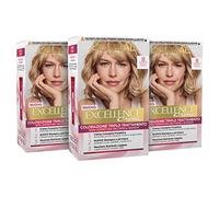 L'Oréal Paris Tinta Capelli Excellence, Copre Il 100% dei Capelli Bianchi, a Lunga Durata, 8 Biondo Chiaro, Confezione da 3