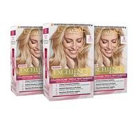 L'Oréal Paris Tinta Capelli Excellence, Copre il 100% dei Capelli Bianchi, a Lunga Durata, 9 Biondo Chiarissimo, Confezione da 3