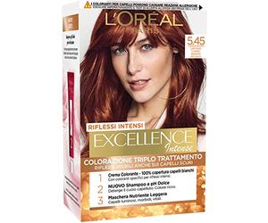 L'Oréal Paris Tinta Capelli Excellence Intense, Copre i Capelli Bianchi, Colore Ricco, Luminoso e a Lunga Durata, Castano Chiaro Ramato Mogano 5.45, Confezione da 1