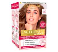 L'Oréal Paris Excellence Creme Colorazione Permanente 7.1 Biondo Cenere Triplo Trattamento con Crema Colorante Shampoo Post Colorazione e Maschera Nutriente - 2 Trattamenti Coloranti