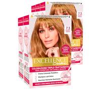 L'Oréal Paris Excellence Creme Tinta Capelli Permanente Colorazione Triplo Trattamento 100% Copertura Capelli Bianchi Illuminante Protettiva Nutriente Colore 7.3 Biondo Dorato - 5 Confezioni