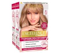 2x L'Oréal Paris Excellence Creme Colorazione Permanente 8.1 Biondo Chiaro Cenere Triplo Trattamento - 2 Tinte