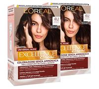 2x L'Oréal Paris Excellence Creme Universal Nude Colorazione Permanente Castano 4U Triplo Trattamento - 2 Tinte
