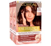L'Oréal Paris Tinta Permanente Excellence Creme Universal Nude 4U Castano Universale Colorazione Triplo Trattamento Copre Senza Ammoniaca 100% dei Capelli Bianchi - 2 Tinte