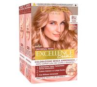 2x L'Oréal Paris Excellence Creme Universal Nude Colorazione Permanente Biondo Chiaro 8U Triplo Trattamento - 2 Tinte
