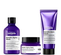 L'Oréal Professionnel Keratin Alpha Sleek Shampoo, Hair Mask & Smooth Transformer Bundle - Antifrizz