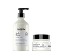 L'Oréal Professionnel Paris Kit Shampoo + Maschera Ristrutturante per Tutti i Tipi di Capelli Danneggiati, Rischio di Rottura Ridotto, Colore Protetto, Senza Solfati, Metal Detox, 500ml + 250ml
