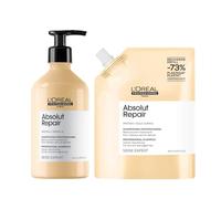 L'Oréal Professionnel Paris Shampoo professionale per capelli secchi e danneggiati Absolut Repair Serie Expert, Formula ristrutturante, 500 ml + Ricarica 500 ml