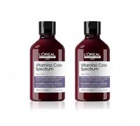 L'Oréal Professionnel Shampoo Brillante Colore con Effetto Glass Hair per Capelli Colorati, Neutralizza Tasso Giallo, Serie Expert, Vitamino Color Spectrum Purple Dyes Neutralizing Shampoo, 2 x 300 ml